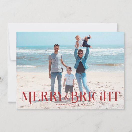 明るいメリークリスマスのミニマル写真カード シーズンカード (正面)