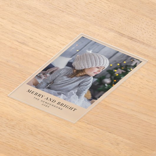 明るいメリークリスマスの休日の写真 アクリル招待状 (レイダウン)