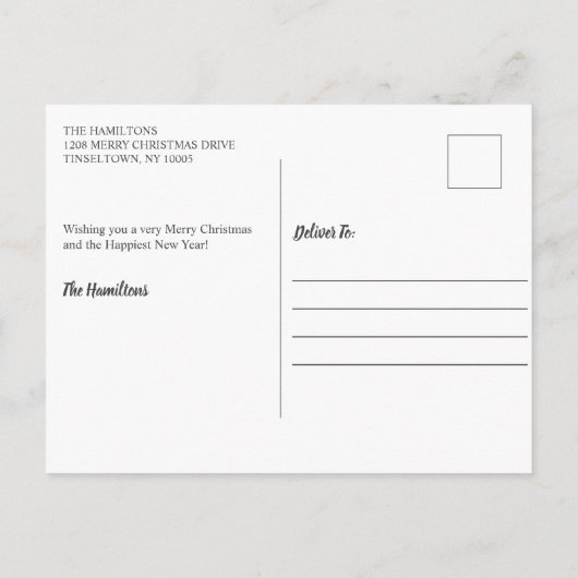 明るいメリークリスマスの休日の写真 シーズンポストカード (裏面)