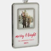 明るいメリークリスマスの写真 シルバープレートフレームオーナメント (右)
