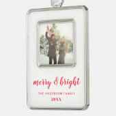 明るいメリークリスマスの写真 シルバープレートフレームオーナメント (左)