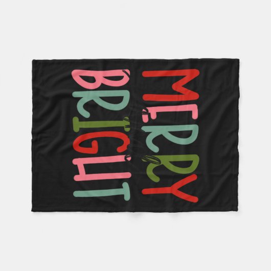 明るいメリークリスマスの女性の女の子はトドル フリースブランケット (正面(横))