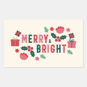 明るいメリークリスマスの長方形のシール 長方形シール (正面)