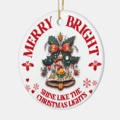 明るいメリークリスマスの飾り – ベル セラミックオーナメント (左)