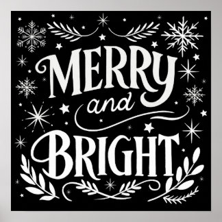 明るいメリークリスマスの黒板ポスター ポスター