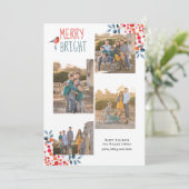 明るいメリークリスマスの4枚の写真コラージュのカード 招待状 (スタンド正面)