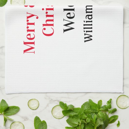 明るいメリークリスマスは家族の名前を歓迎の喜びを追加 キッチンタオル (折り畳み)