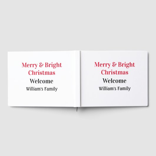 明るいメリークリスマスは家族の名前を歓迎の喜びを追加 ゲストブック (全面)