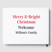 明るいメリークリスマスは家族の名前を歓迎の喜びを追加 ゲストブック (裏面)