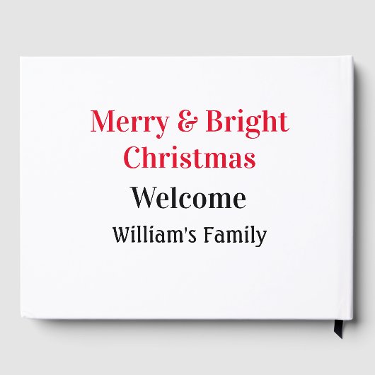明るいメリークリスマスは家族の名前を歓迎の喜びを追加 ゲストブック (裏面)