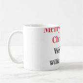 明るいメリークリスマスは家族の名前を歓迎の喜びを追加 コーヒーマグカップ (左)