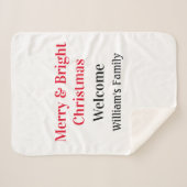 明るいメリークリスマスは家族の名前を歓迎の喜びを追加 シェルパブランケット (正面(横))