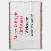 明るいメリークリスマスは家族の名前を歓迎の喜びを追加 スローブランケット (正面縦)