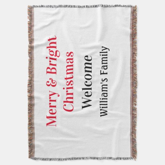 明るいメリークリスマスは家族の名前を歓迎の喜びを追加 スローブランケット (正面縦)