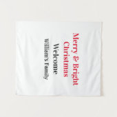 明るいメリークリスマスは家族の名前を歓迎の喜びを追加 タペストリー (正面(横))