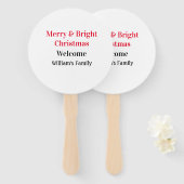 明るいメリークリスマスは家族の名前を歓迎の喜びを追加 ハンドファン (正面&裏面)