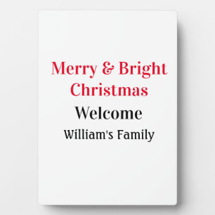 明るいメリークリスマスは家族の名前を歓迎の喜びを追加 フォトプラーク