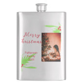 明るいメリークリスマスは家族の名前を歓迎の喜びを追加 フラスク (正面)