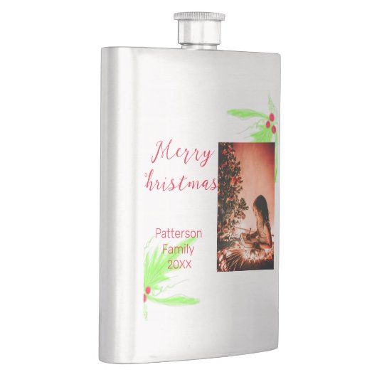 明るいメリークリスマスは家族の名前を歓迎の喜びを追加 フラスク (右)