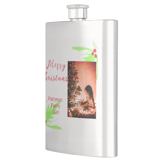 明るいメリークリスマスは家族の名前を歓迎の喜びを追加 フラスク (左)