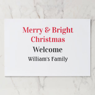 明るいメリークリスマスは家族の名前を歓迎の喜びを追加 ペーパーパッド