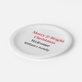 明るいメリークリスマスは家族の名前を歓迎の喜びを追加 ペーパープレート (アングル)