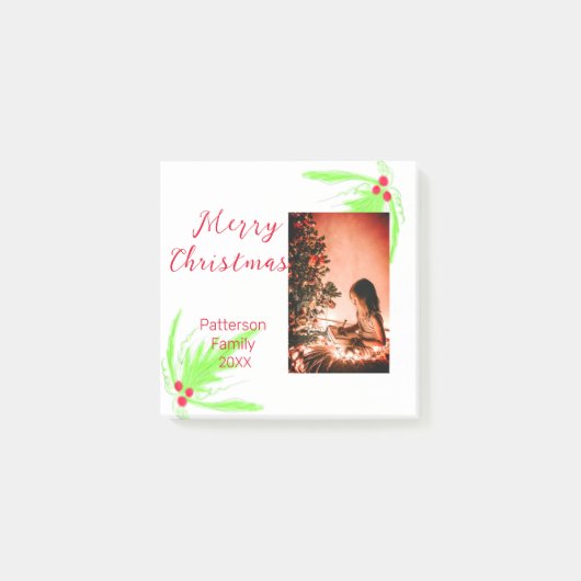明るいメリークリスマスは家族の名前を歓迎の喜びを追加 ポストイット (正面)