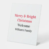 明るいメリークリスマスは家族の名前を歓迎の喜びを追加 台座サイン (正面)