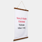 明るいメリークリスマスは家族の名前を歓迎の喜びを追加 吊り下げ型タペストリー (傾斜あり)