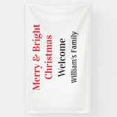 明るいメリークリスマスは家族の名前を歓迎の喜びを追加 横断幕 (縦)