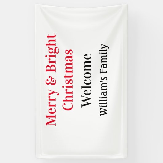 明るいメリークリスマスは家族の名前を歓迎の喜びを追加 横断幕 (縦)