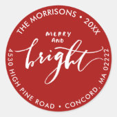 明るいメリークリスマスアドレス封筒用シール ラウンドシール (正面)