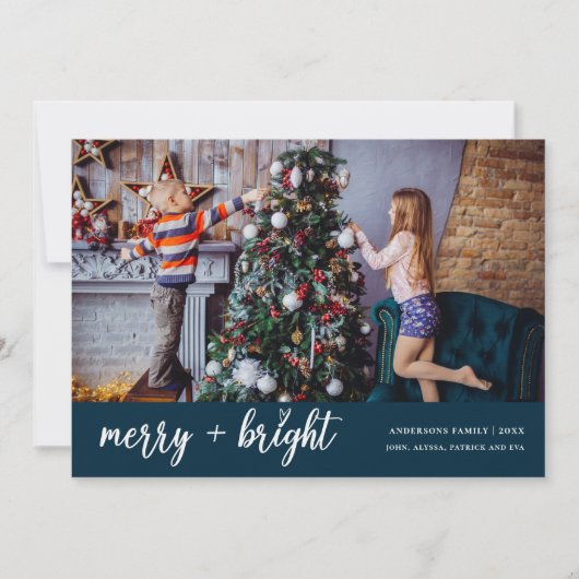 明るいメリークリスマスエレガントの子供の写真 シーズンカード (正面)