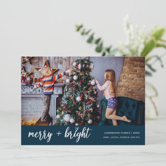 明るいメリークリスマスエレガントの子供の写真 シーズンカード (スタンド正面)