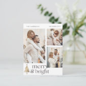明るいメリークリスマスエレガント写真コラージュ シーズンポストカード (スタンド正面)