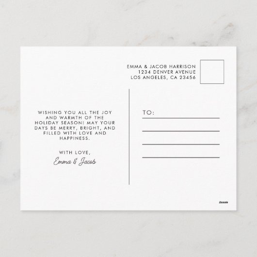 明るいメリークリスマスエレガント写真コラージュ シーズンポストカード (裏面)