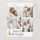 明るいメリークリスマスエレガント写真コラージュ シーズンポストカード (正面)