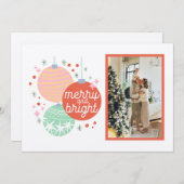 明るいメリークリスマスオーナメントのフォトカード シーズンカード (正面/裏面)