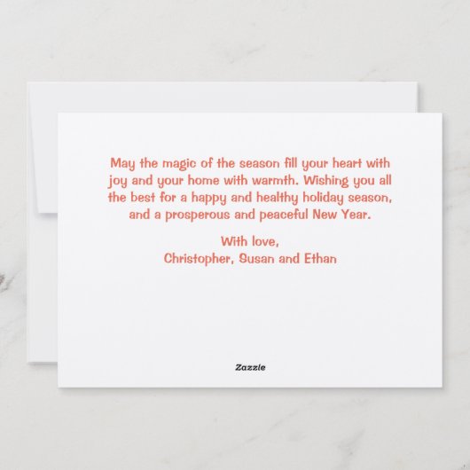 明るいメリークリスマスオーナメントのフォトカード シーズンカード (裏面)