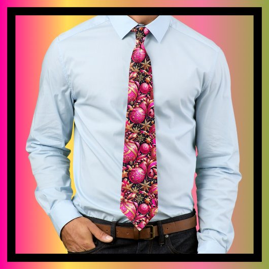 明るいメリークリスマスオーナメントの雪の結晶 ネクタイ