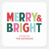 明るいメリークリスマスカラフルのステッカー スクエアシール (正面)