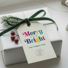 明るいメリークリスマスカラフルのホリデーロゴ ギフトタグ