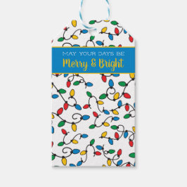 明るいメリークリスマスカラフルの弦灯が ギフトタグ