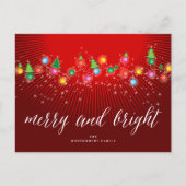 明るいメリークリスマスカラフルの木々の光 シーズンポストカード (正面)