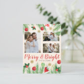 明るいメリークリスマスカラフル写真コラージュ シーズンカード (スタンド正面)