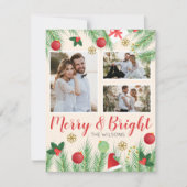 明るいメリークリスマスカラフル写真コラージュ シーズンカード (正面)