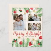 明るいメリークリスマスカラフル写真コラージュ シーズンカード (正面/裏面)