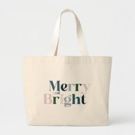 明るいメリークリスマスショッピング ラージトートバッグ