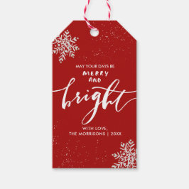 明るいメリークリスマススノーフレークカスタムレッド ギフトタグ