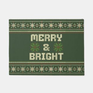 明るいメリークリスマスセーター北欧ニット ドアマット